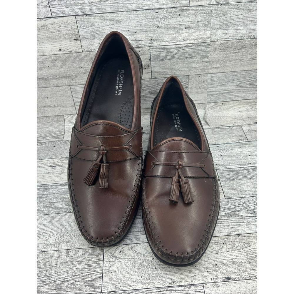 Florsheim Men 11661 200 Brown Leather Tassel Loafer Shoes Size 9 EEE Extra Wide